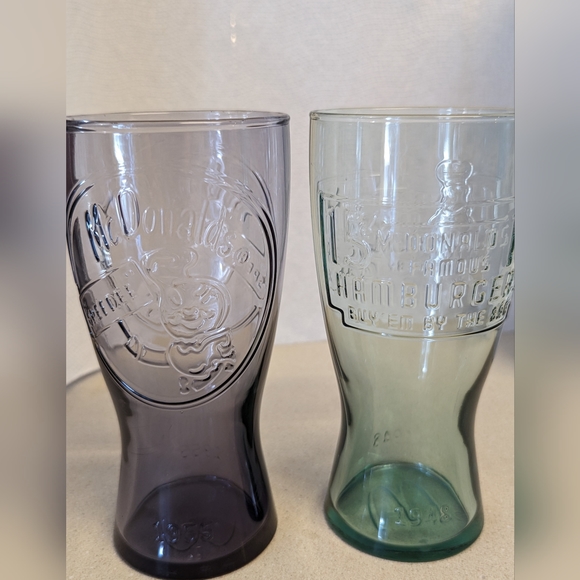 McDonald's Other - McDonald's Vintage Ad style glasses set of 2 purple and green